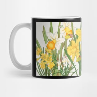 Vintage print - Yellow and white daffodils Long Mug